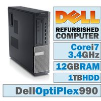 Dell OptiPlex 990 DT/Core i7-2600 Quad @ 3.40 GHz/12GB DDR3/1TB HDD/DVD-RW/WINDOWS 7 PRO 64 BIT