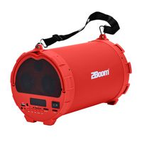 2BOOM Bass King Wireless Bluetooth Portable Outdoor Speaker with FM Radio LED Display - Red