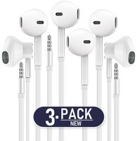Headphones with MIC, Premium Earphones/Earbuds/Headphones [3-PACK] with Stereo Mic&Remote Control for iPhone iPad iPod Samsung Galaxy and More Nexus Android Smartphones - White