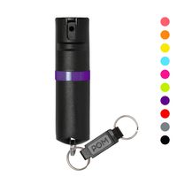 POM Black Pepper Spray Keychain Model - Maximum Strength Self Defense OC Spray Safety Flip Top 10ft Range Compact Discreet for Keys Backpack Quick Key Release (Purple)