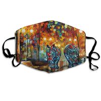 Hateone Unisex Unique Mouth Mask - Rhinoceros Walking Painting Art Polyester Anti-dust Masks - Fashion Washed Reusable Face Mask for Outdoor Cycling