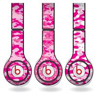 Pink Military Camouflage Print Set of 3 Headphone Skins for Beats Solo HD Headphones - Removable Vinyl Decal!