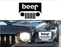 Beer Jeep Logo { WHITE } PREMIUM Decal 5 inch | Wrangler | Rubicon | Cherokee | 4x4 | Offroad Buck | Uncle Si | Huntin & fishin | Redneck | Outdoors | car truck van laptop macbook bumper sticker