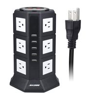 Maximm Surge Protector Power Strip Tower, 12 AC Outlets + 5 USB Ports, Desktop Charging Station Multiple Plug Outlets with 6.5 ft / 2M Long Power Cord