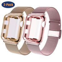 GBPOOT Compatible for Apple Watch Band 38mm 40mm 42mm 44mm with Screen Protector Case, Sports Wristband Strap Replacement Band with Protective Case for Iwatch Series 4/3/2/1,40mm,Gold and Rosegold