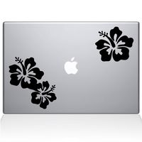 The Decal Guru Hibiscus Decal Vinyl Sticker, 13" MacBook Air, Black (1456-MAC-13A-BLA)