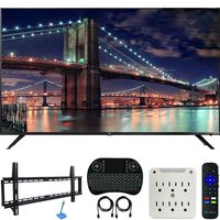 TCL 65R617 65-inch Class 6-Series 4K HDR Roku Smart TV Bundle with 37-70-inch Low Profile Wall Mount Kit, Deco Gear Wireless Keyboard and 6-Outlet Surge Adapter with Night Light