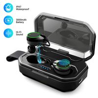 True Wireless Earbuds Bluetooth V5.0 HiFi Stereo Sound Headphones, iPX7 Waterproof Auto Pairing Sport Noise Cancelling TWS Headsets with Built-in Mic,3000mAh Charging Case as Power Bank Touch Control
