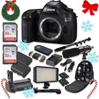Canon EOS 5DS 50.6MP Full Frame CMOS Digital SLR DSLR Camera (Body Only) with 2pc SanDisk 32GB Memory Cards + Battery Power Grip + Special Promotional Holiday Accessory Bundle