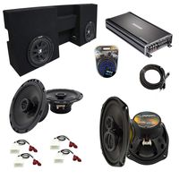 Compatible with Toyota Tacoma 2005-2015 Double Cab Truck Kicker Dual 10" Sub Box Speakers & Amp