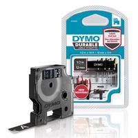 DYMO D1 Durable Labeling Tape for LabelManager Label Makers, White Print on Black Tape, 1/2" W x 10' L, 1 Cartridge (1978365)