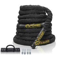 POWER GUIDANCE Battle Rope - 1.5" Width Poly Dacron 30/40/50ft Length Exercise Undulation Ropes - Gym Muscle Toning Metabolic Workout Fitness - Battle Rope Anchor Included (2'' 40FT Length)