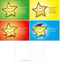 The Sticker Factory 32 A6 Star Reward Postcards: Mixed captions: 8 Each of 4 Designs
