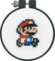 Dimensions Arts and Crafts Super Mario Bros Cross Stitch Kit for Beginners, 11 Count White Aida, 3''D