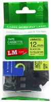 LM Tapes - Brother PT-1890 1/2" (12mm 0.47 Laminated) Black on Bright Yellow (Fluorescent) Compatible TZe P-touch Tape for Brother Model PT1890 Label Maker with FREE Tape Guide Included