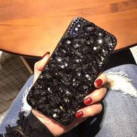 Miagon Sparkle Jewelry Case for Huawei Mate 20 Lite,3D Handmade Stunning Stones Glitter Crystal Rhinestone Bling Full Diamond Shining Cover Bumper,Black