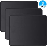 Foroffice 3 Pack Mouse Pad with Stitched Edge, Computer Mouse Pad with Non-Slip Rubber Base, Washable Mousepads Bulk with Lycra Cloth, Mouse Pads for Computers Laptop Mouse 10.2x8.3x0.12inch Black
