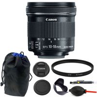 Canon EF-S 10-18mm f/4.5-5.6 is STM Lens + 67mm UV Filter + Tulip Lens Hood + Lens Pen + Dust Blower + Pouch