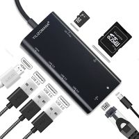 USB C Hub 8 in 1 Aluminum Multi Port Adapter Type C Combo Hub for MacBook Pro USB C Hub to HDMI Male (4K) Type-C Pass Through, Ethernet, SD/Micro Card Reader and 3 USB 3.0 Ports
