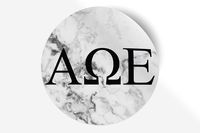 Alpha Omega Epsilon Sticker Greek Sorority Decal for Car, Laptop, Windows, Officially Licensed Product, Monogram Design 5" x 5" - White Marble