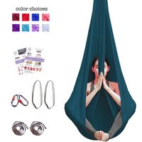 Aerial Yoga Hammock - Premium Aerial Silk Yoga Swing for Antigravity Yoga, Inversion Exercises, Improved Flexibility & Core Strength - Extension Straps, Carabiners and Pose Guide Included (Teal)