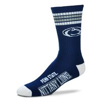 For Bare Feet Mens NCAA 4 Stripe Deuce Crew Socks, Penn State Nittany Lions, Medium (5-10)