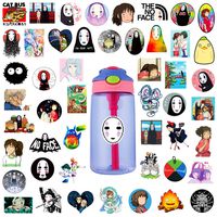 Spirited Away Laptop Stickers 50pcs Cartoon Japanese Anime No Face Man Stickers for Water Bottles Notebook Luggage Skateboard Cars
