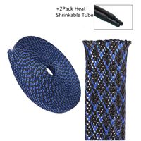PET Expandable Braided Sleeving 3/4" Flexo Cable Sleeve Blue&Black Braided Sleeve for Braided Wire Sleeve Management Cord Protector 25 FT Blue&Black Cable Sleeving
