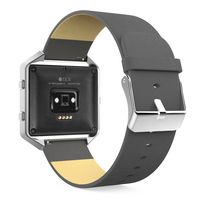 MoKo Fitbit Blaze Band, Premium Soft Genuine Leather Replacement Strap with Lichee Pattern for Fitbit Blaze Smart Fitness Watch, Wrist Length 6.1"-7.87" (155mm-200mm), Gray