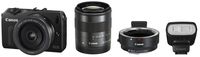 Canon Mirrorless interchangeable-lens camera EOS M double lens kit (Black) EOSMBK-WLK with EF-M 18-55mm F3.5-5.6 IS STM + EF-M 22mm F2 STM with 90EX Flash with Mount Adapter EF-EOS M - International Version (No Warranty)