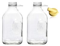 The Dairy Shoppe Heavy Glass Milk Bottles 2 Quart (64 Oz) Jugs with Extra Lids & FREE Pour Spout! (2, 64 oz)