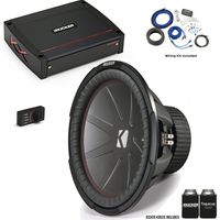 Kicker 43CWR154 15" CompR Subwoofer with 44KXA8001 KX-Series Amplifier and Wire kit
