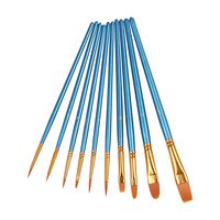 Heartybay 10Pieces Round Pointed Tip Nylon Hair Brush Set, Blue
