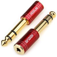 JEEUE 1/4" to 3.5mm Headphones Adapter for Audio Connector Cables, Upgrade 6.35mm(1/4") Male - 3.5mm Female Socket Stereo Pure Copper Jack Adaptor Bring You Professional Sound (RED-2PCS)