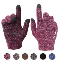 Achiou Winter Warm Touchscreen Gloves for Women Men Knit Wool Lined Texting (Rose Red, Large)