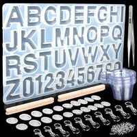 Number Alphabet Silicone Molds for Resin, LEOBRO 1 Pack Thick Durable Epoxy Resin Mold with 111 PCS Assistant Tools Set, for Making Personalized Keychains, Pendants, DIY Jewelry, Teaching Tools
