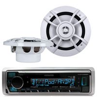 Kenwood KMR-M318BT Marine Media Receiver With Bluetooth and USB (2017 Model), package with Kenwood KFC-1633MRW 6.5-Inch 100 Watt Max power 2-Way Marine Speaker (pair)