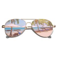 SOJOS Classic Aviator Mirrored Flat Lens Sunglasses Metal Frame with Spring Hinges SJ1030 with Gold Frame/Pink Mirrored Lens