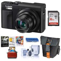 Panasonic LUMIX DC-ZS70K, 20.3 Megapixel, 4K Digital Camera, Touch Enabled 3-inch 180 Degree Flip-Front Display, 30X Zoom (Black), Bag + 16GB SD Card + Mac Software Kit + Cleaning Kit + Card Reader