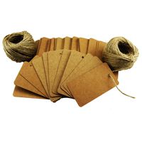 100Pcs Khaki Escort Card Tag, Kraft Paper Gift Tags with 164ft Natural Jute Twine for Key Bottle Openers, Weddings, Parties and Special Events Decoration