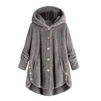 Women's Button Coat, Hypothesis_X Casual Lapel Faux Shearling Zipper Warm Winter Oversized Outwear Jackets Gray