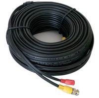 Pre-made Premium Grade Black RG59 Siamese Cable 150 ft. length with BNC video and power connectors for use with HD-TVI, AHD, CVI, HD-SDI or any analog CCTV camera.