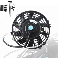 MOSTPLUS Black Universal Electric Radiator Slim Fan Push/Pull 12V + Mounting Kit (7 Inch)