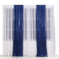 SquarePie Sequin Backdrop 2FTx8FT Navy Blue 2pcs Curtain Background for Photo Booth Photography Wedding Patry Christmas Decoration