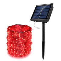 JosMega Upgraded Larger Solar Powered String Lights 1 Pack 33 ft 100 LED 8 Modes Waterproof IP65 Twinkle Lighting Indoor Outdoor Fairy Firefly Lights Auto ON/Off (1 Pack 33 ft 100 LED, Red)
