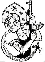 Funny Russian Girl with AK-47 Bumper Sticker Laptop Sticker Clear Background