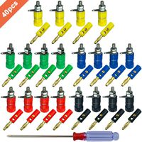 FULARR 40Pcs Premium 4mm Banana Plug Socket Connector Kit: 20Pcs Gold Plated Banana Plug + 20Pcs Binding Post Terminal, for Speaker, Audio/Video Receiver, Amplifiers and Sound Systems (5 Color)