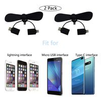 LiXiongBao 2 Pack Mini Cell Phone Fan 3 in 1 Portable Mini USB Phone Fan Outdoor indoor Cooling Fan Rotating Fan for Samsung Galaxy Note 9,Note 8 S9 S10 iPhone/iPad and Android Type-C,Micro-USB Phones