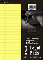 iScholar Canary Legal Pads, 2-Pack, 8.5 x 11.75 Inches, 50 Sheets per Pad (98112)