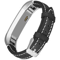 UMAXGET Leather Band Compatible with Fitbit Alta (HR)/Ace Bands, Retro Genuine Leather Replacement Strap with Metal Buckle Compatible with Fitbit Alta (HR)/Ace Women Men (Black)